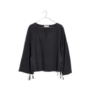Madewell Denim Side-Lace Top in Sloan Black size Small
